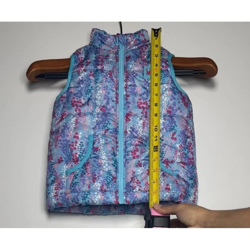 Spyder Puffer Vest Girls 5 Multicolor Pebble Print Patch Logo Mock Neck Full Zip